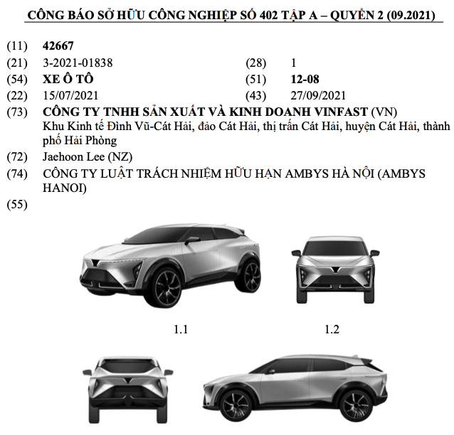 Jae Hoon Lee là người thiết kế mẫu xe VinFast nộp đơn đăng ký bản quyền hồi tháng 7.